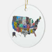 US American United Staaten Map Flag License Plate Keramik Ornament (Links)