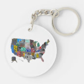 US American United Staaten Map Flag License Plate Schlüsselanhänger (Rückseite)