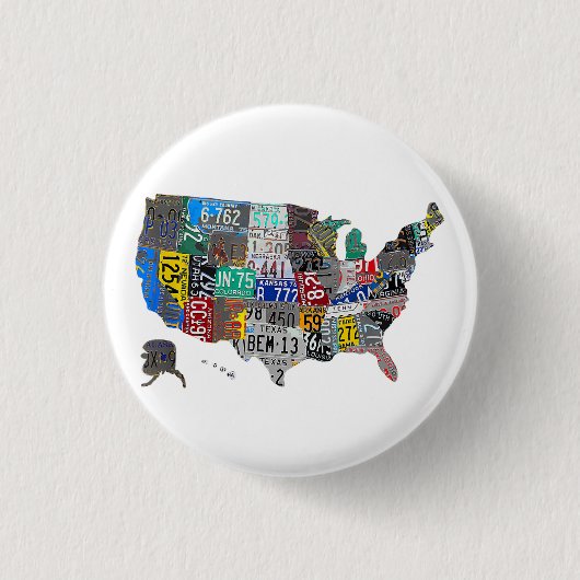 US American United Staaten Map Flag Lizenzschild A Button (Vorderseite)