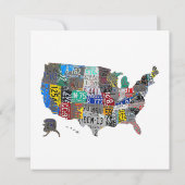 US American United Staaten Map Flag Lizenzschild A Einladung (Rückseite)
