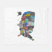 US American United Staaten Map Flag Lizenzschild A Fleecedecke (Vorderseite (Horizontal))