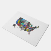 US American United Staaten Map Flag Lizenzschild A Fußmatte (Schrägansicht)