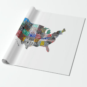 US American United Staaten Map Flag Lizenzschild A Geschenkpapier