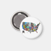 US American United Staaten Map Flag Lizenzschild A Magnet (Vorderseite/Rückseite)