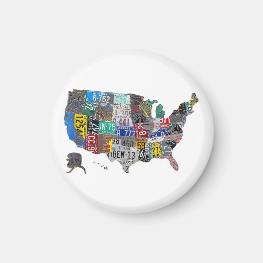 US American United Staaten Map Flag Lizenzschild A Magnet (Vorne)