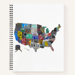 US American United Staaten Map Flag Lizenzschild A Notizblock