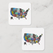 US American United Staaten Map Flag Lizenzschild A Quadratische Visitenkarte (Vorne/Hinten)