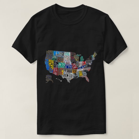 US American United Staaten Map Flag Lizenzschild A T-Shirt (Design vorne)