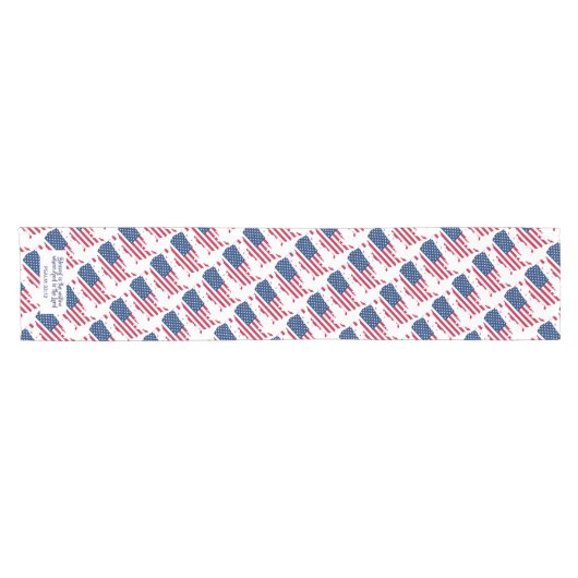 US-AMERIKA FLAG Gesegnete Nation Scripting Verse Kurzer Tischläufer (Horizontal)