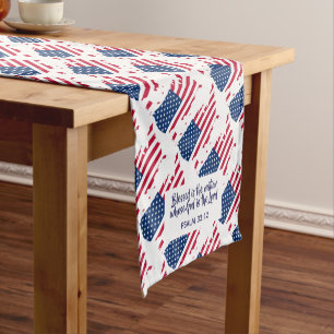 US-AMERIKA FLAG Gesegnete Nation Scripting Verse Kurzer Tischläufer