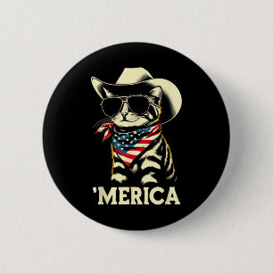 US Amerika Katze 4. Juli Männer Frauen Kinder Funn Button