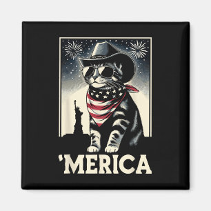 US Amerika Katze 4. Juli Männer Frauen Kinder Funn Magnet