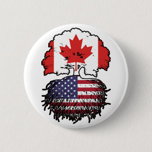 US-amerikanisch-kanadisch Kanada Baumwurzeln Flagg Button