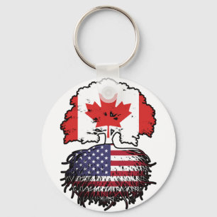 US-amerikanisch-kanadisch Kanada Baumwurzeln Flagg Schlüsselanhänger