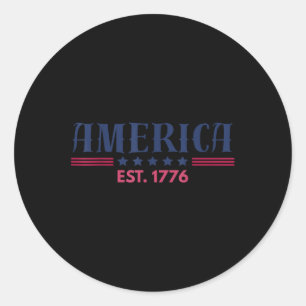Us Amerikanische Flagge 4. Juli Est 1776 Patriotis Runder Aufkleber