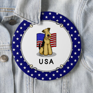 US-amerikanische Flagge Airedale Terrier Dog - Nie Button
