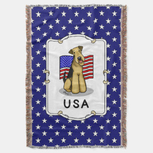 US-amerikanische Flagge Airedale Terrier Dog - Nie Decke