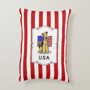 US-amerikanische Flagge Airedale Terrier Dog - Nie Dekokissen
