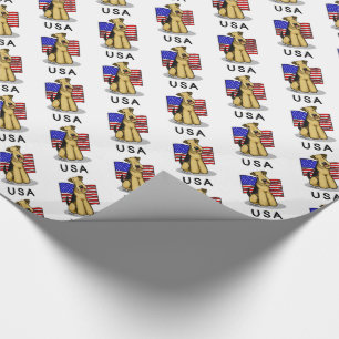 US-amerikanische Flagge Airedale Terrier Dog - Nie Geschenkpapier