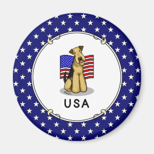 US-amerikanische Flagge Airedale Terrier Dog - Nie Magnet