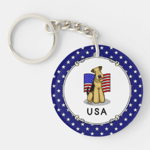 US-amerikanische Flagge Airedale Terrier Dog - Nie Schlüsselanhänger