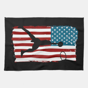 US-amerikanische Flagge Basketball Patriotischer A Geschirrtuch