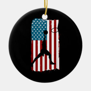 US-amerikanische Flagge Basketball Patriotischer A Keramik Ornament