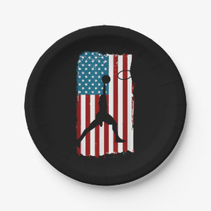 US-amerikanische Flagge Basketball Patriotischer A Pappteller