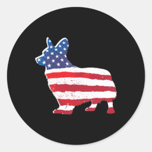 US-amerikanische Flagge Corgi Pet Hund Liebhaber 4 Runder Aufkleber