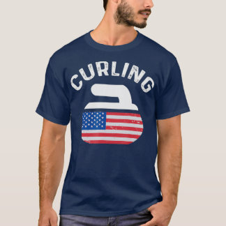 US-amerikanische Flagge Curling Stone T-Shirt