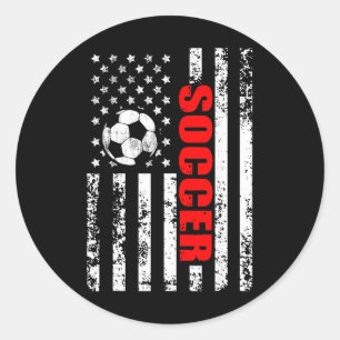 Us-amerikanische Flagge Fußball Patriotischer Fußb Runder Aufkleber
