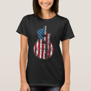 US-amerikanische Flagge Gitarre Musiker abgenutzt T-Shirt