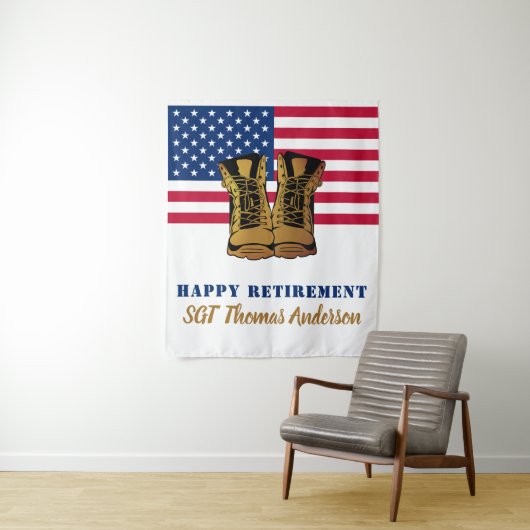 US-amerikanische Flagge Gold Boots Militärruhestan Wandteppich (Beispiel)