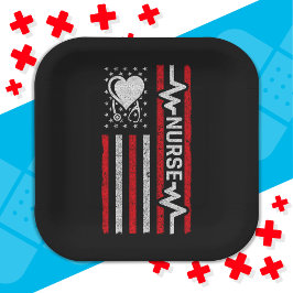 US-amerikanische Flagge Hero Herzkrankenaufwertung Pappteller