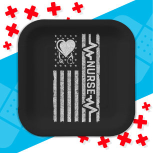 US-amerikanische Flagge Hero Herzkrankenaufwertung Pappteller