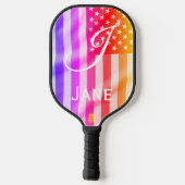 US-amerikanische Flagge Ihr Text hier Pickleball P Pickleball Schläger (Rückseite)