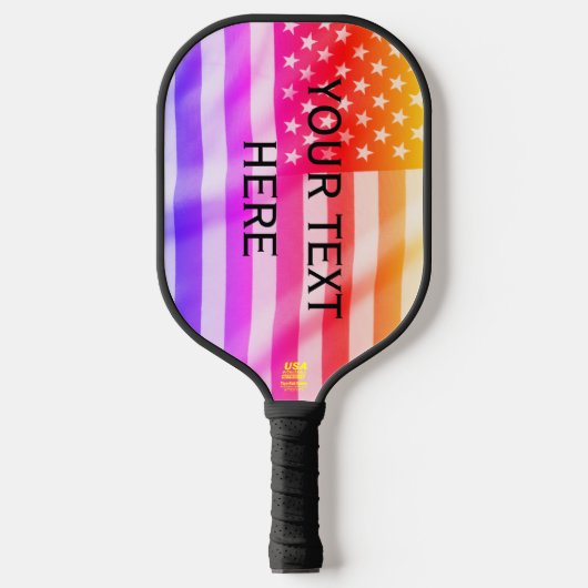 US-amerikanische Flagge Ihr Text hier Pickleball P Pickleball Schläger (Vorderseite)