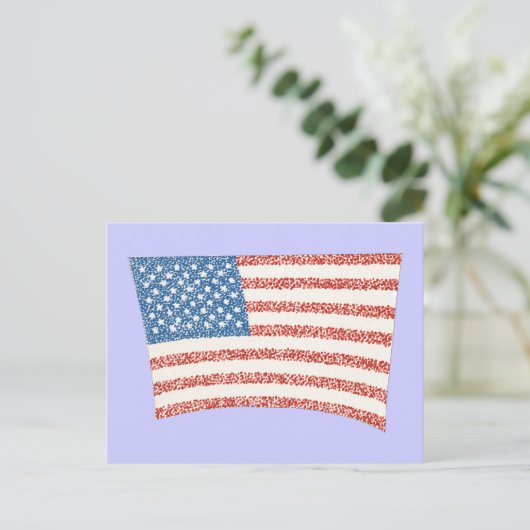 US-amerikanische Flagge im Pointillismus, auf Post Postkarte (Stehend Vorderseite)