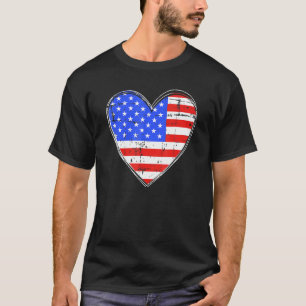 US-amerikanische Flagge in Herzform für amerikanis T-Shirt