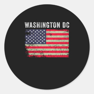 US-amerikanische Flagge in Washington D.C. Vintag Runder Aufkleber