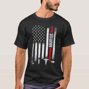 US-amerikanische Flagge Krankenschwester Stethosko T-Shirt