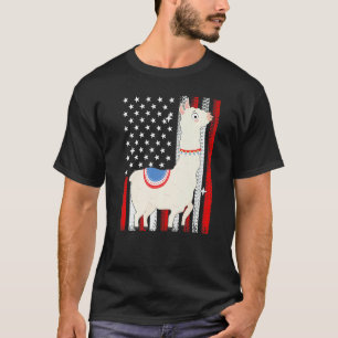 US-Amerikanische Flagge Lama Alpaka 4. Juli Patrio T-Shirt