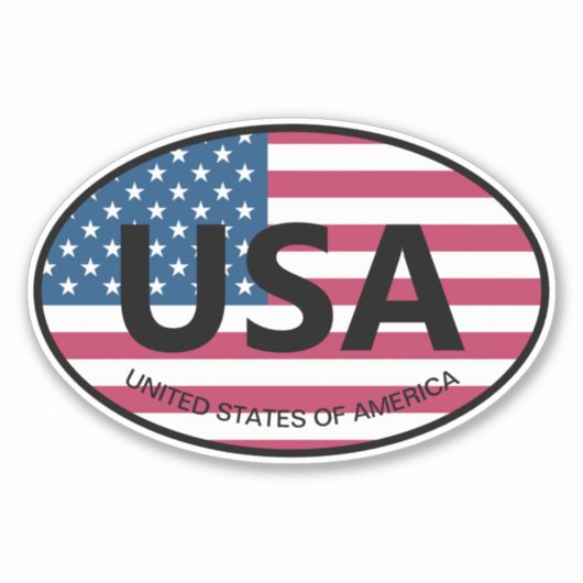 US-amerikanische Flagge - Ländercode oval vinylcar Aufkleber (Vorderseite)