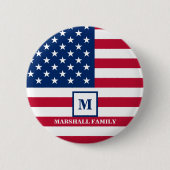 US-amerikanische Flagge Maßgeschneiderte Monogramm Button (Vorderseite)