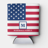 US-amerikanische Flagge Maßgeschneiderte Monogramm Dosenkühler (Vorderseite)