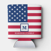 US-amerikanische Flagge Maßgeschneiderte Monogramm Dosenkühler (Rückseite)
