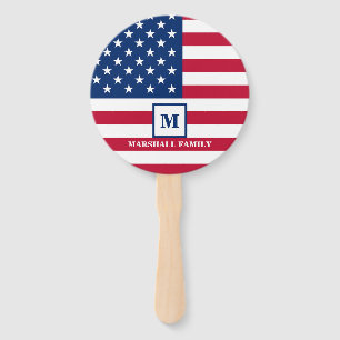 US-amerikanische Flagge Maßgeschneiderte Monogramm Fächer
