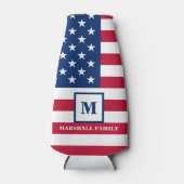 US-amerikanische Flagge Maßgeschneiderte Monogramm Flaschenkühler (Vorderseite)