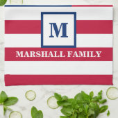 US-amerikanische Flagge Maßgeschneiderte Monogramm Geschirrtuch (Gefaltet)