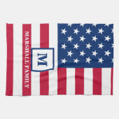 US-amerikanische Flagge Maßgeschneiderte Monogramm Geschirrtuch (Horizontal)